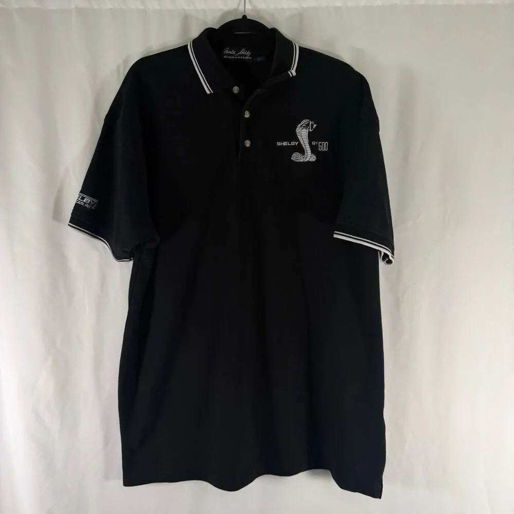 Carroll Shelby Polo Men's 2XL Black Short Sleeve GT500 Cotton Blend
